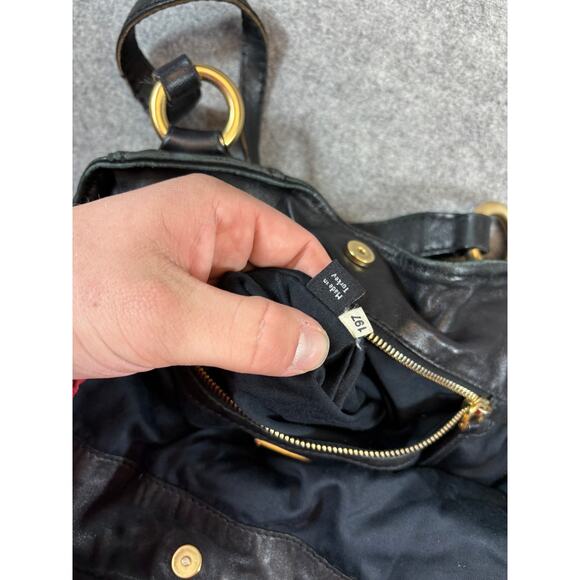 Miu Miu Shoulder Handbag Womens Black Leather 197 Hobo Classic - Picture 4 of 12